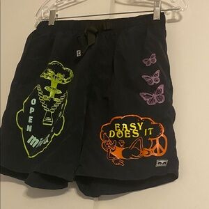 Obey Black Graphic Athletic Shorts